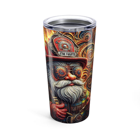 Enchanted Gnome Firefighter - Kaleidoscopic Guardian Tumbler 20oz