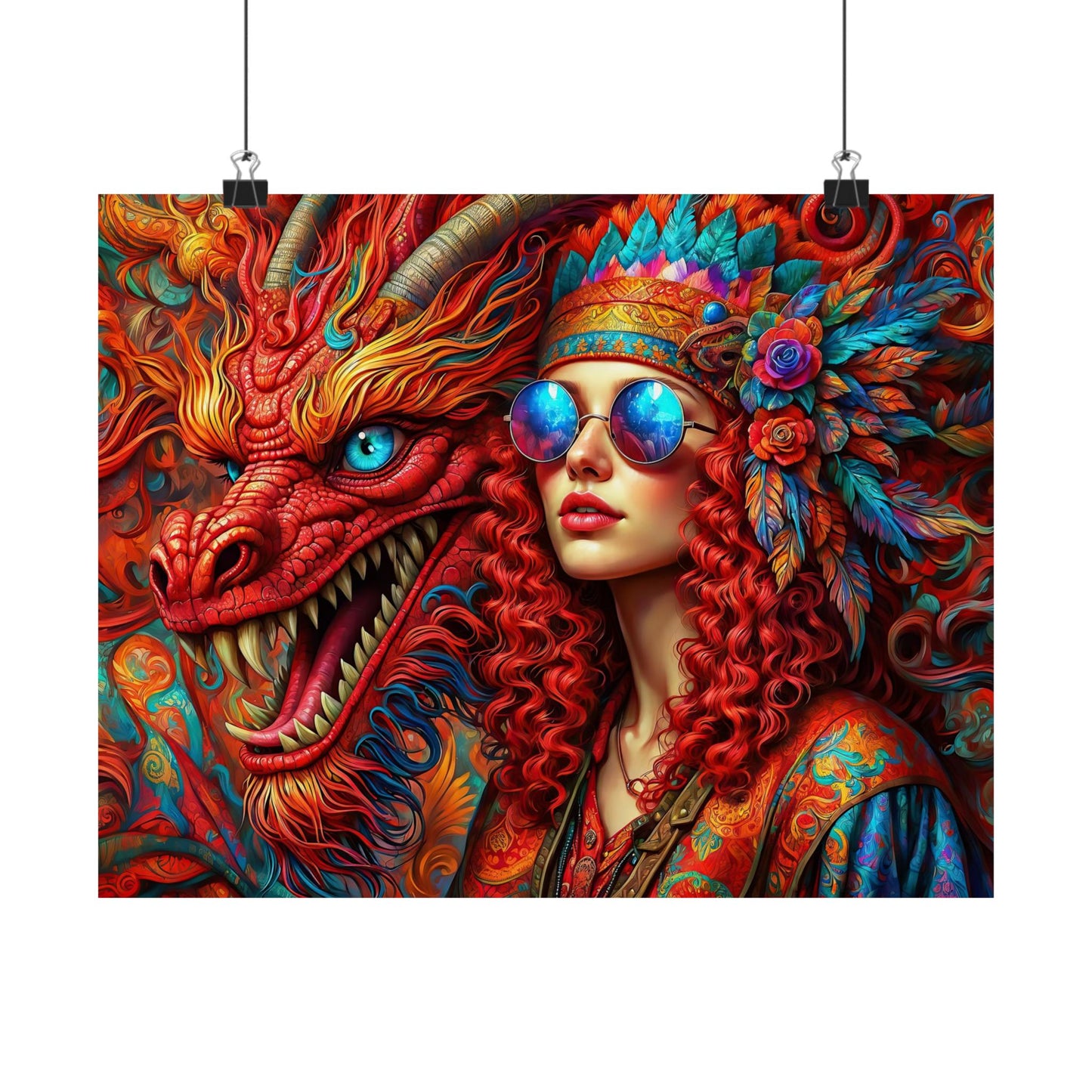 Ephemeral Elegance Dragon's Embrace Matte Horizontal Posters