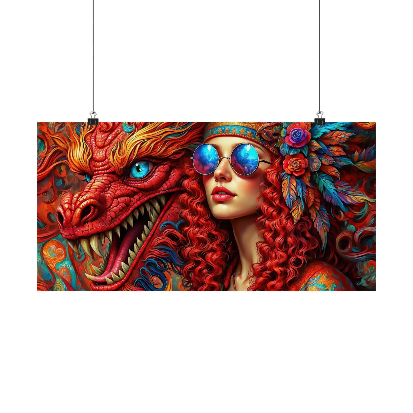 Ephemeral Elegance Dragon's Embrace Matte Horizontal Posters