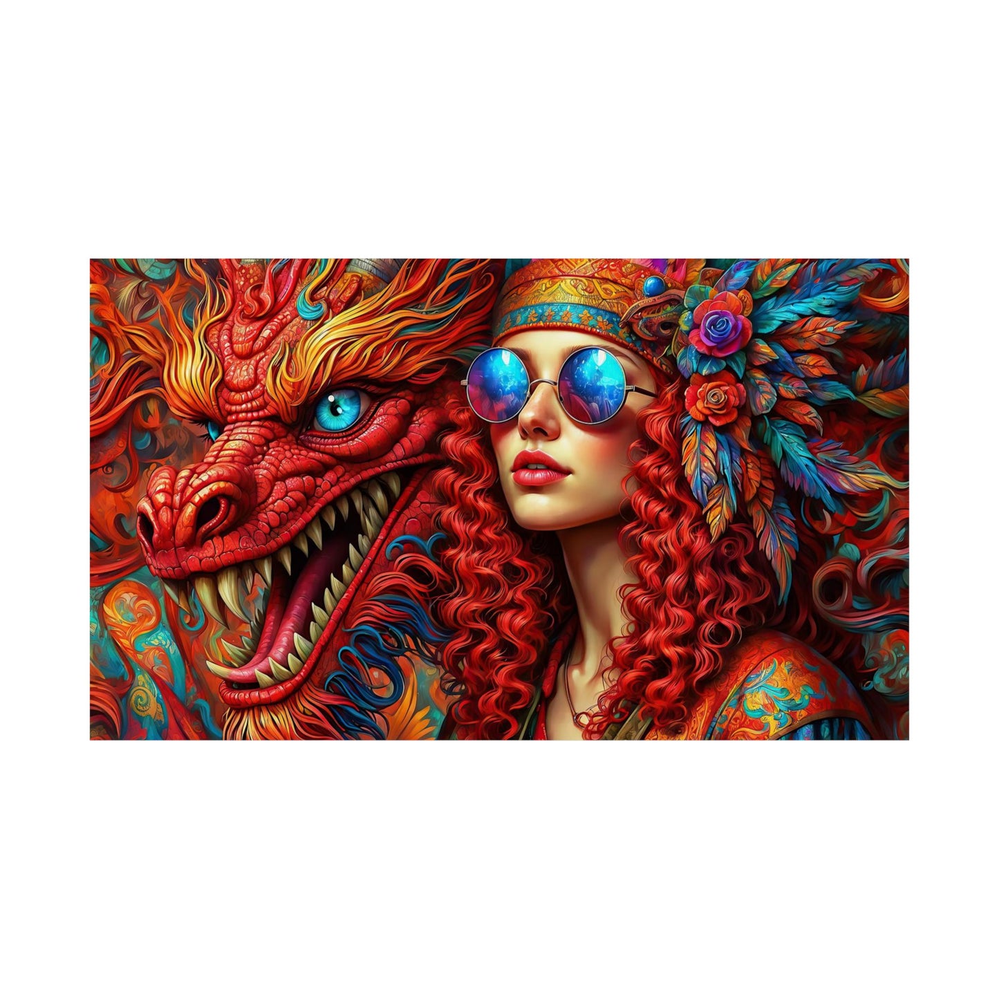 Ephemeral Elegance Dragon's Embrace Matte Horizontal Posters