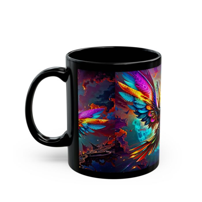 Chrono Wings" Steampunk Hummingbird  11oz Black Mug - Image 3